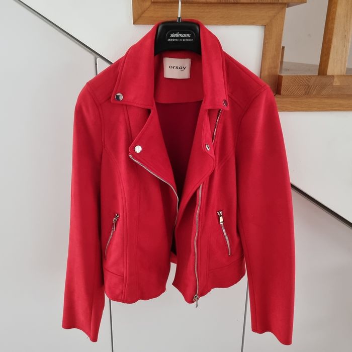 Geaca  Orsay, culoare coral, material - catifea