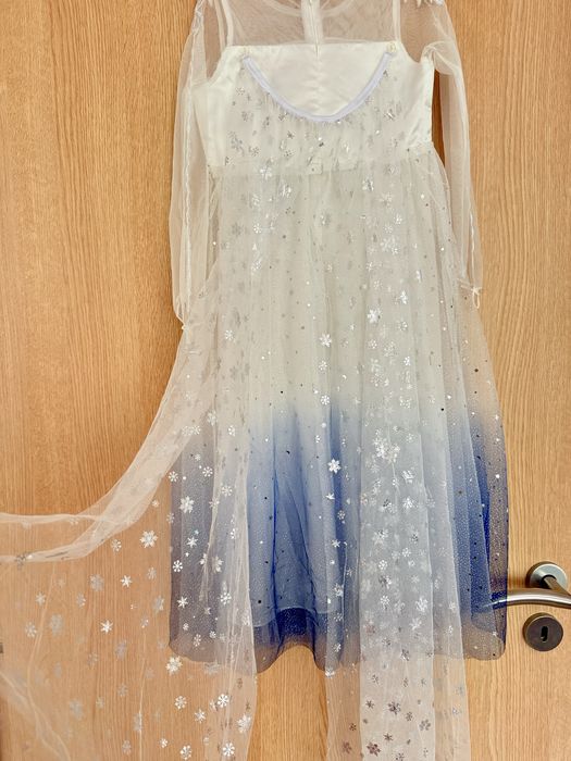 НОВА рокля Елза, с бижута, корона и вълшебна пръчка, за 120 см, 4-5 г
