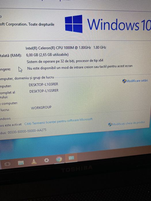 Laptop Toshiba Satellite Display 15,6 led,Windows 10 Pro 6gb ram,500gb memorie,perfect funcțional cu incarcator.Nu are bateria