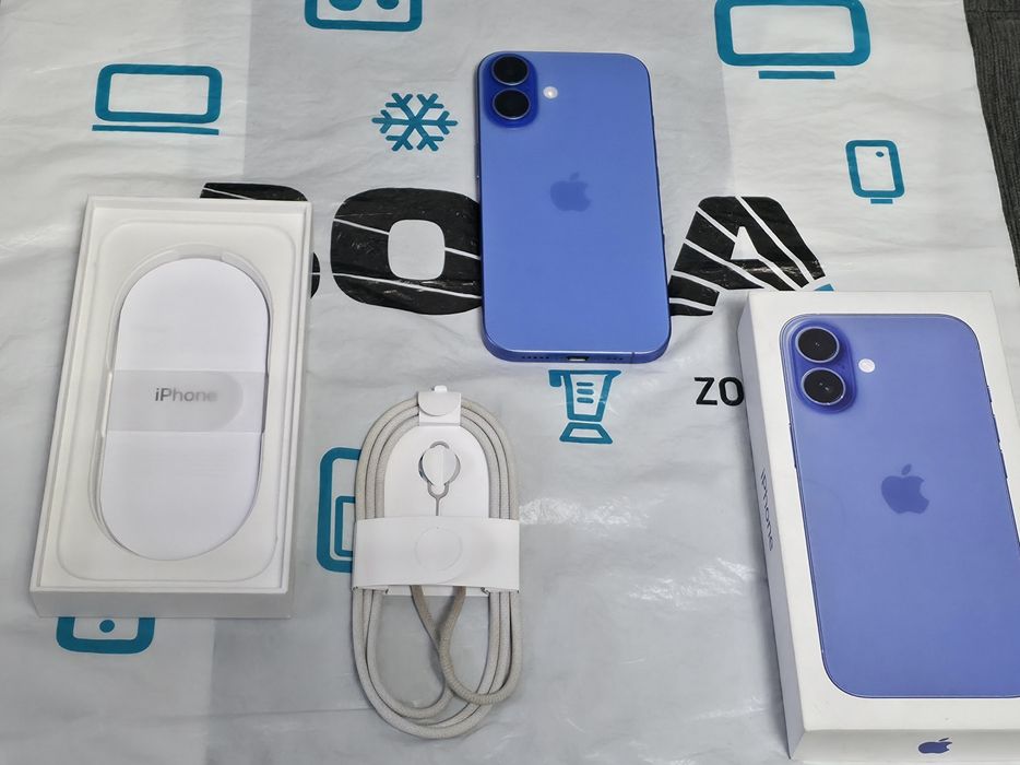 КАТО НОВ 128GB iPhone 16 Гаранция ЗОРА 2026г. Ultramarine | Син