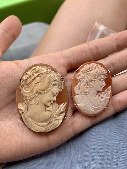 Винтажные камеи из ракушек