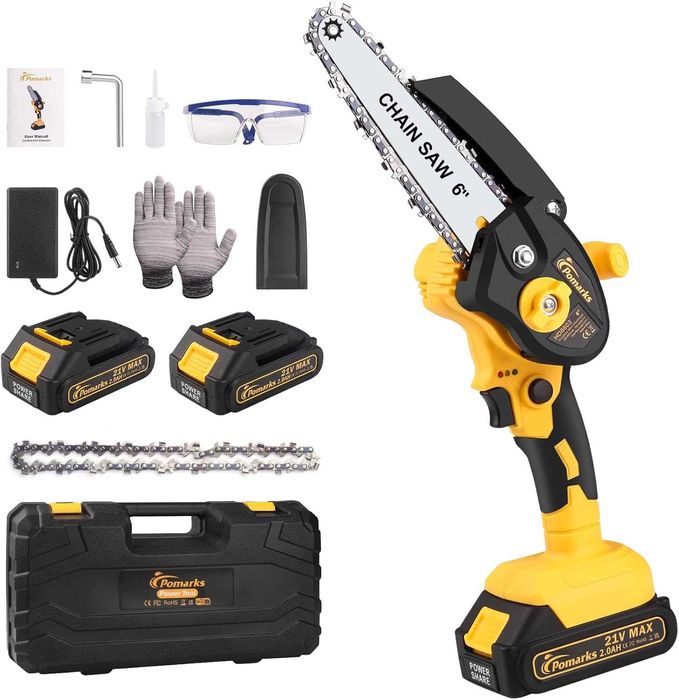 Мини Верижен трион Pomarks с батерия 6 инча трион за клони инструмент