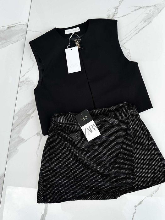 Блестяща пола-панталон с брокат Zara, S и M