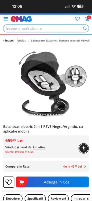 Leagăn electric impecabil doar probat