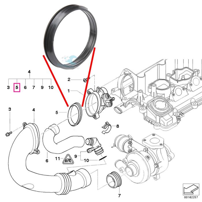 Уплътнение О-пръстен за турбо BMW 1 3 5 7 X3 E83 Z4 E89