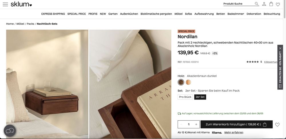 Нощни шкафчета от Sklum тип floating - 2 броя чисто нови