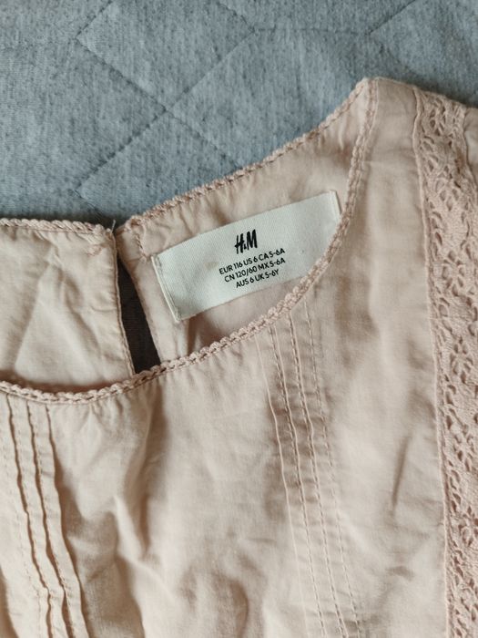 Рокля с дантела опушена роза лятна рокля за момиче 122 см H&M