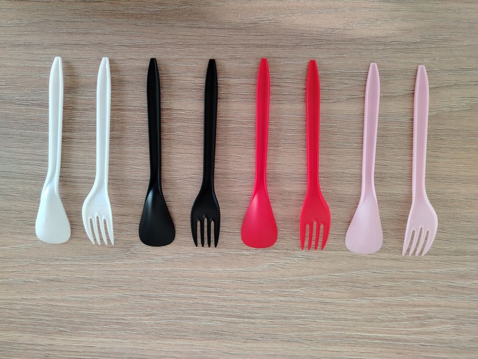 Bir martalik plastik qoshiq va vilka – rangli, mustahkam