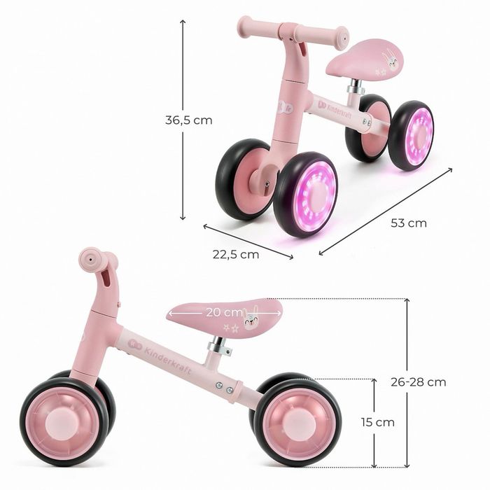 Баланс Колело KINDERKRAFT  Cutie Flash Розово със Светещи Гуми 2.1 КГ