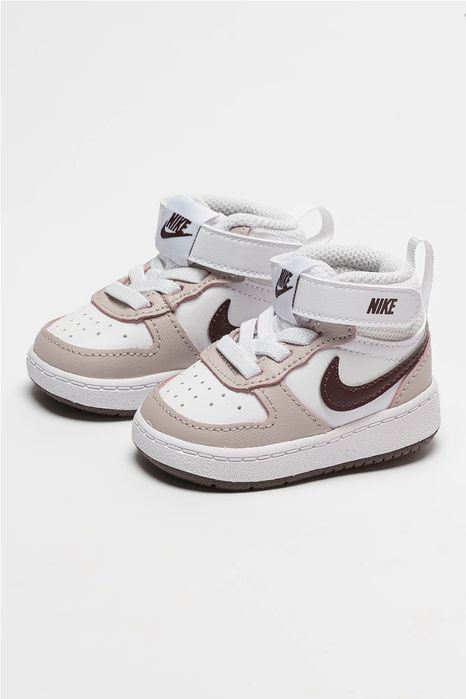 Nike - Pantofi sport cu garnituri din piele Court Borough, Alb/Violet