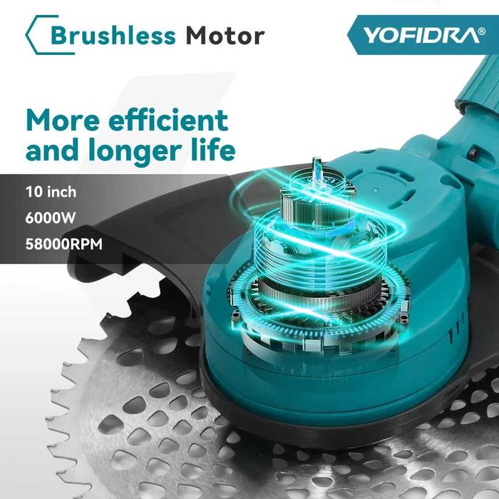 YOFIDRA 10-инчова електрическа косачка за трева 6000W 58000 об/мин