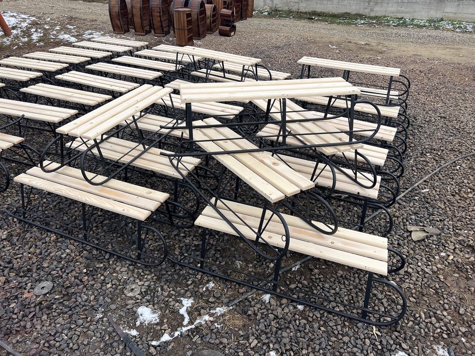 Sanie din fier cu lemn