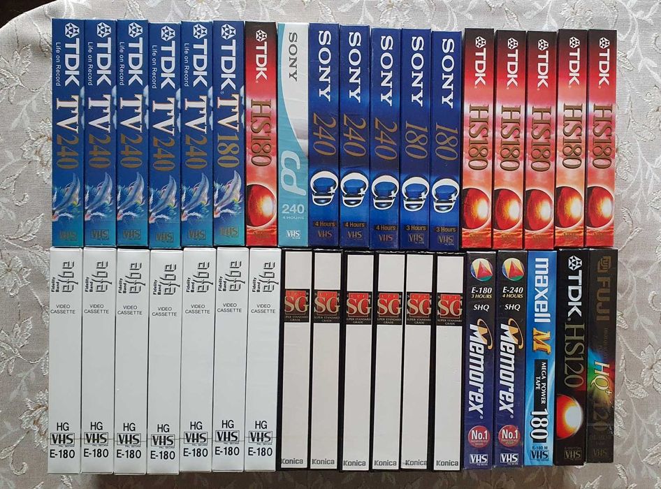 Нови видеокасети VHS TDK, JVC, BASF, Sony, Memorex. Konica