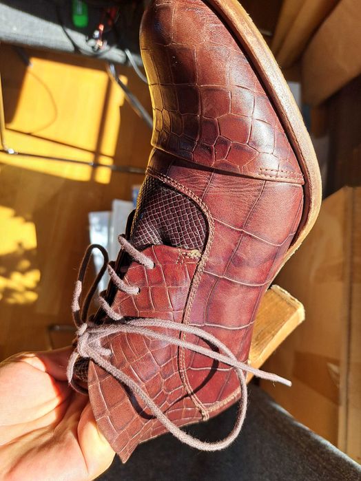 Кожени обувки Zinda, елегантни полуботи с ток, кафяви, естествена кожа