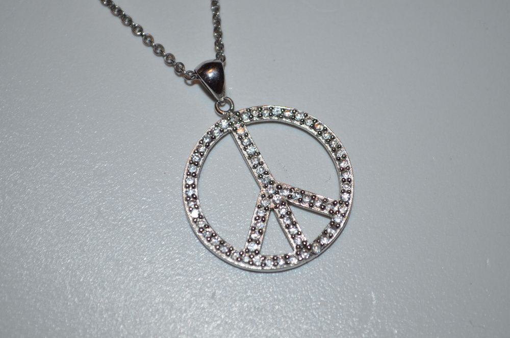 LANT + PANDANTIV ARGINT 925 - De firma SWAROVSKI - Make Peace Not War!