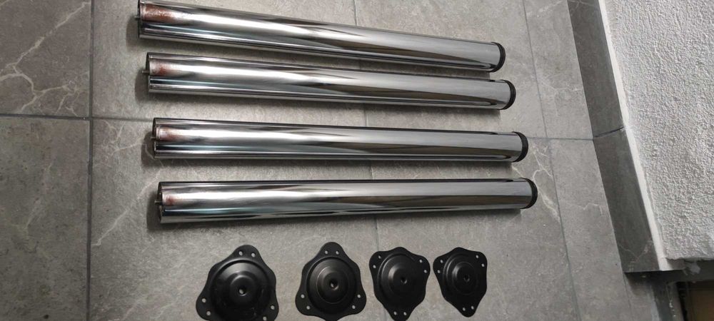 Set 4 picioare metalice cromate pentru masa din lemn sau PAL, birou