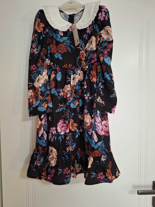 Rochie pentru fete, cu guler si maneca lunga, 7 ani