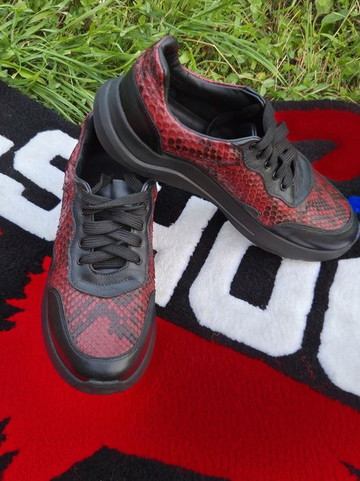Sneakers handmade din piele naturală şi piele naturală de piton