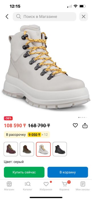 Ботинки ЕССО серые