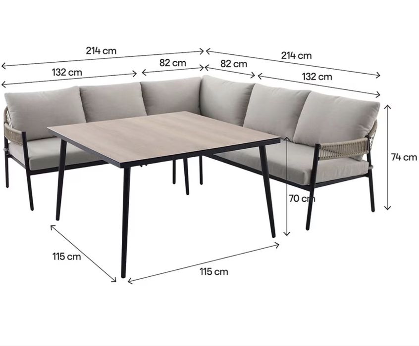 Masa terasa 115 cm x 115 cm, sigilata