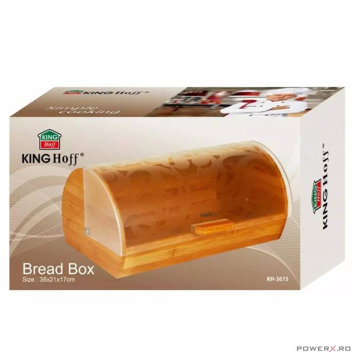 Cutie pentru depozitat paine, din bambus, 36 x 21 x 17 cm, Kinghoff