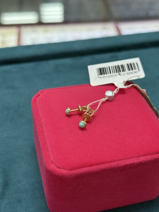 Золотые серьги с бирюзой 583