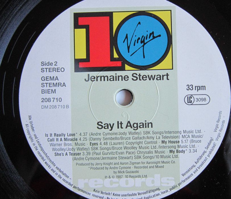 vinil rar Jermaine Stewart ‎Say It Again Electro Synth R&B FunkSoul'87