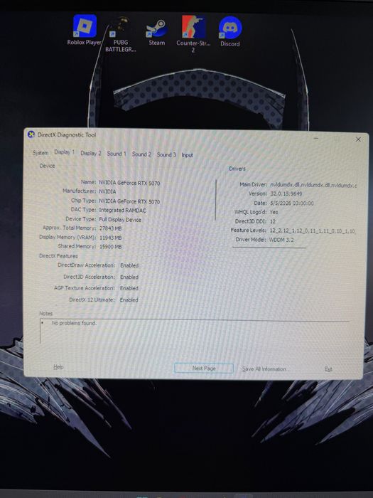 Pc Gaming rtx 5070 , ryzen 7 7800x3d , 32 ddr5