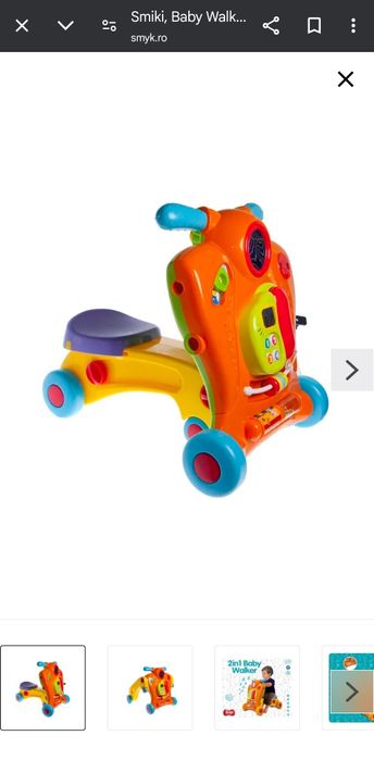 Smiki, Baby Walker, antemergator, jucarie interactiva de impins, 2in1