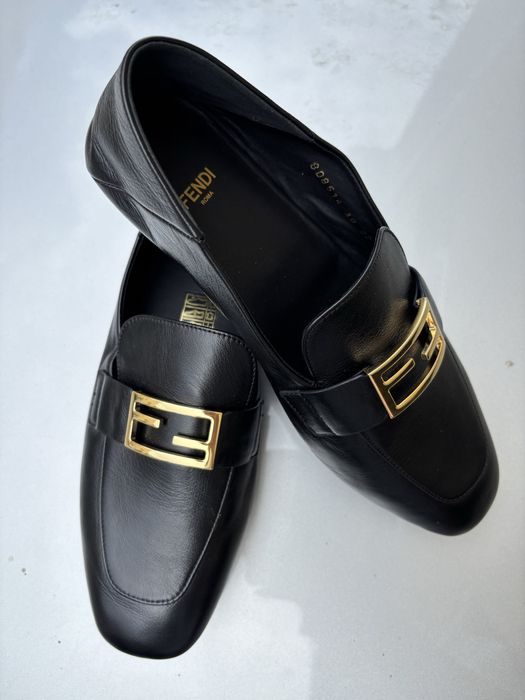 Fendi baguette leather loafers