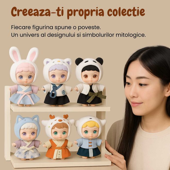 figurina de plus in cutie surpriza, 6 personaje mitologice, 16,5 cm