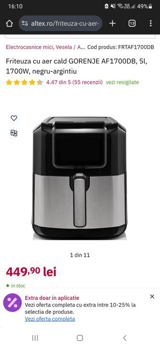 Friteuza cu aer cald Gorenje