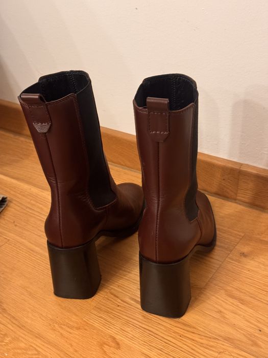 Cizme Massimo Dutti piele naturală | maro/burgundiu | toc 8 cm | 37