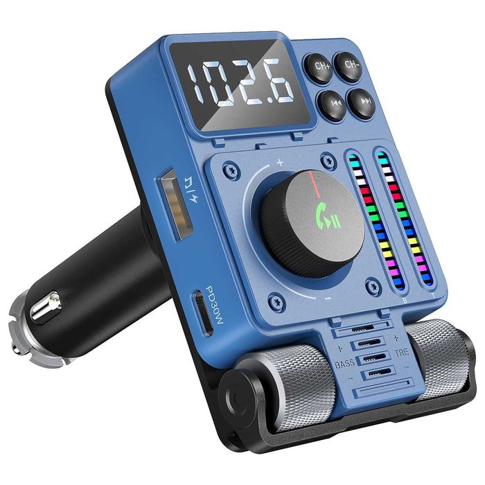 Nulaxy KM34'2023 Bluetooth FM трансмитер за автомобил,със зарядно и Flash Player