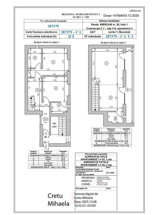 Bucurestii Noi-Miercani,imobil 2025,apartament 3camere duplex,2 niveluri,etaj 1 si 2+parcare,proprietar