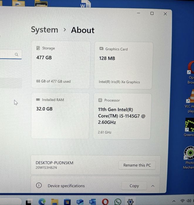 Lenovo T14 Gen2, i5 1145G7 2.60Ghz, 32 GB RAM, 500GB m.2 SSD