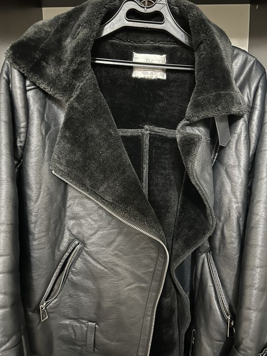 Дубленка черная, демисезон