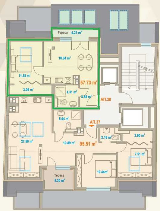 Продава се Двустаен апартамент в София, Център - 80 кв.м за 1312 €/кв.м - Снимка #2