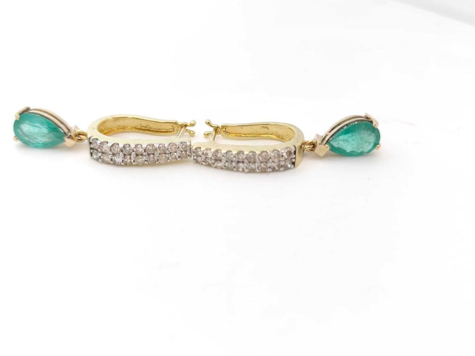 Cercei aur 14k cu Smaralde si Diamante 5ct OKAZIE 10000lei