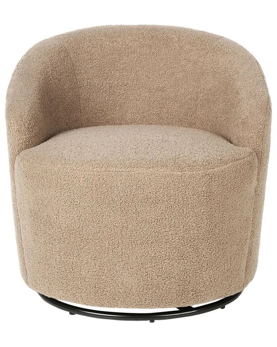 PROMO Fotoliu rotativ DAVIK, boucle, taupe