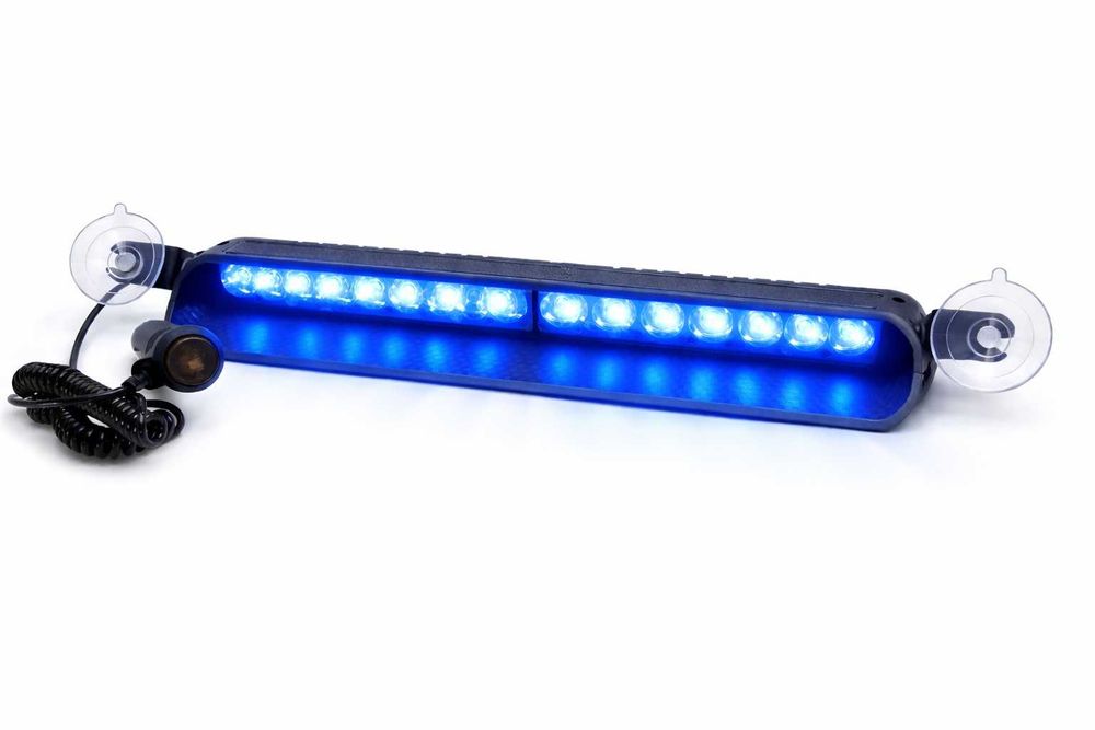Мощна Синя Сигнална лампа 18 LED (BLUE) 12V 33cm за стъкло