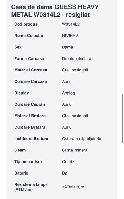Ceas Guess dama stil bratara