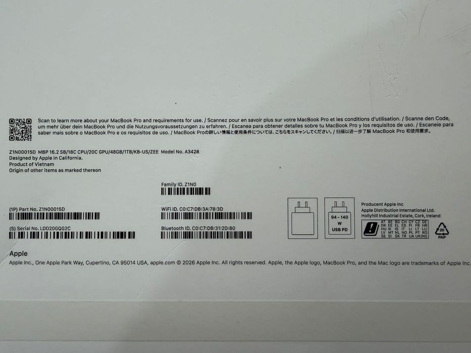 ЧИСТО НОВ MacBook Pro 16" M5 PRO Chip 18-CPU/20-GPU/48GB RAM/1TB SSD В ГАРАНЦИЯ 5.08.2029г