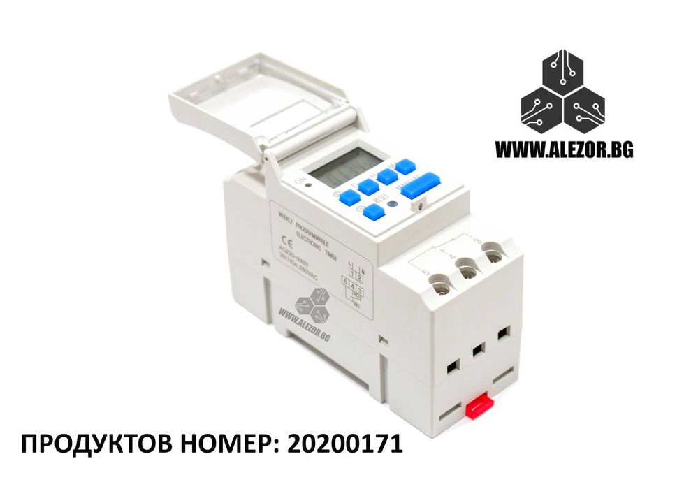 Таймер Седмичен с 20 програми, 220V AC, Релеен Изход, 20200171