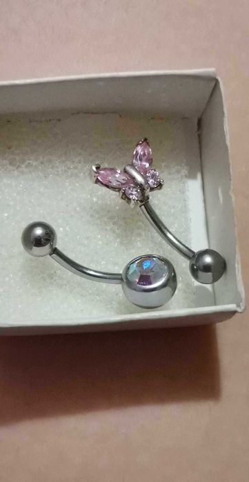 Сребро - сребърен пиърсинг за пъп и от медицинска стомана