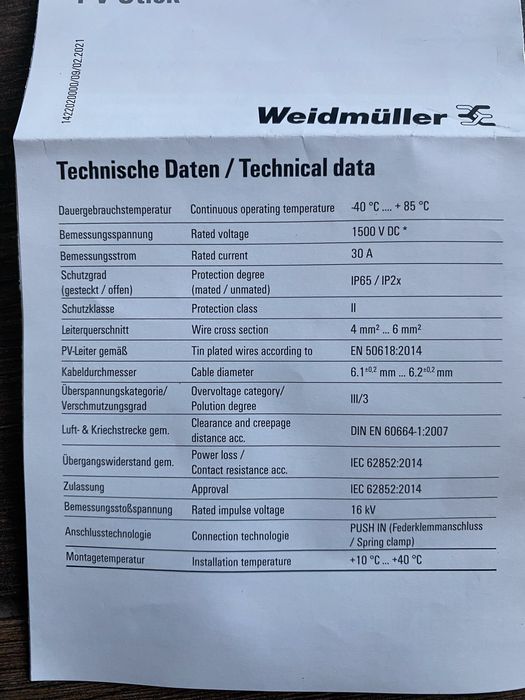 Conectori fotovoltaici Weidmüller PV-Stick – originali, calitate germană