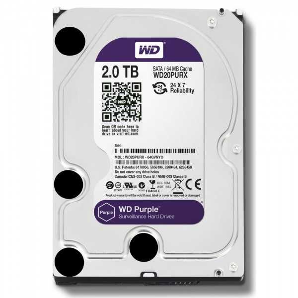 HDD 2Tb Western Digital WD20PURX Sata III 6 Гбит/c, 3.5"/ 5400rpm 64Mb