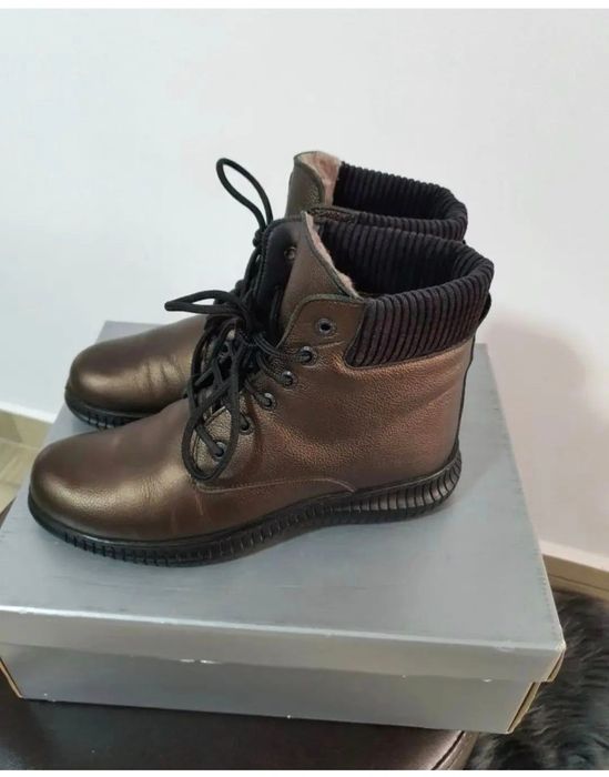 Ghete imblanite doamne/adolescente, din piele naturala, model aramiu,