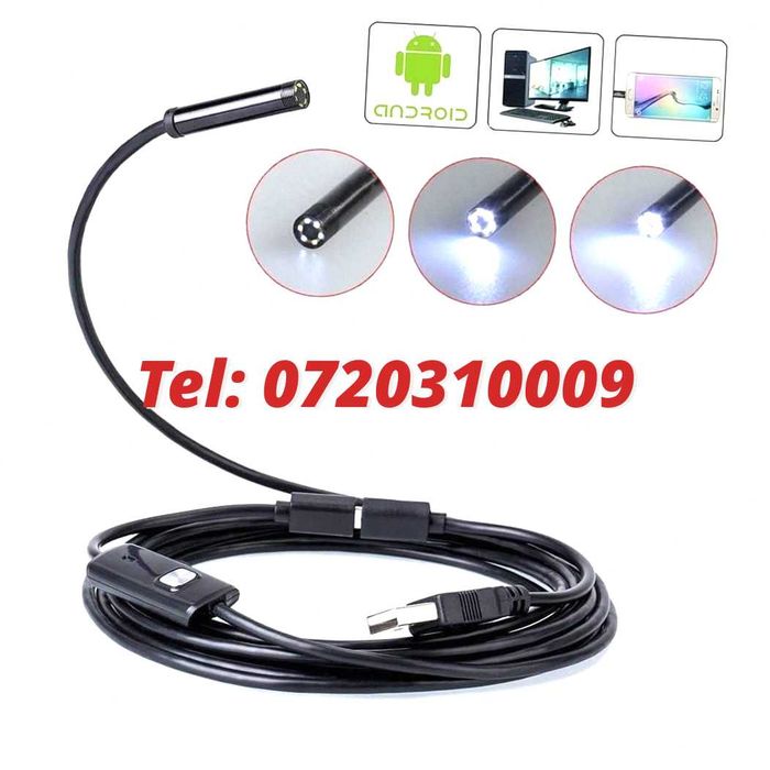 2 M Camera Foto Endoscop / Boroscop , 6 Iluminare Lumina Led Inspectii Tehnice / Instalatii Pentru Iluminare Si Montaj Pe Echipamente Compatibile