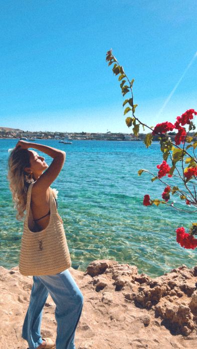 Соломенная сумка YSL